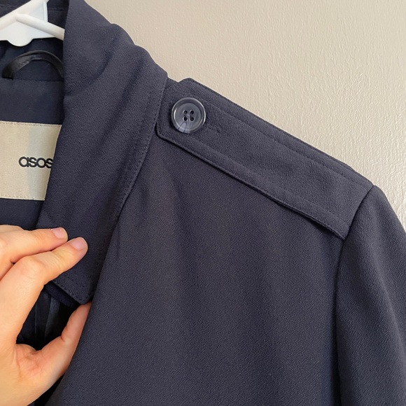 ASOS Women’s Navy Blue Trench Coat Size 4 - Picture 7 of 13